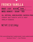 French vanilla dark roast coffee flavor label