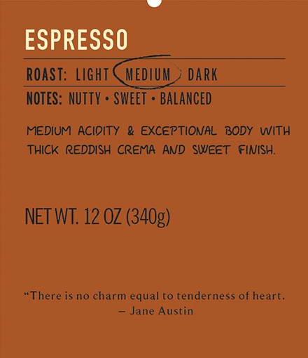 Medium roast coffee espresso label