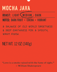 Mocha java medium roast coffee blend label