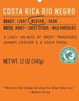 costa rica rio negro medium roast coffee label