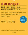 decaf espresso medium roast coffee label