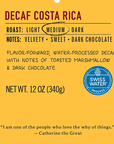 Decaf costa rica medium roast coffee label