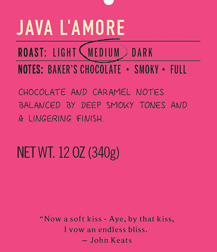 Java Lamore medium roast coffee blend label