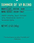 Summer of 69 light roast coffee blend label