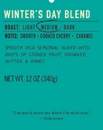Winter's day blend medium roast coffee label