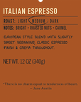italian espresso medium roast coffee label